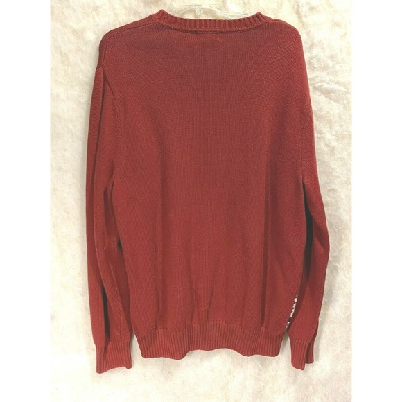 Dockers Sweater Sz L Mens Red Black Cotton Crew Neck Fair Isle Pullover - Picture 9 of 10